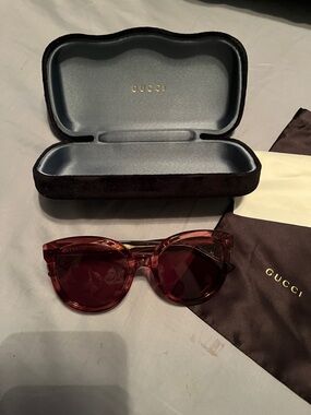 Gucci Burgundy Crystal Cat-Eye Sunglasses
